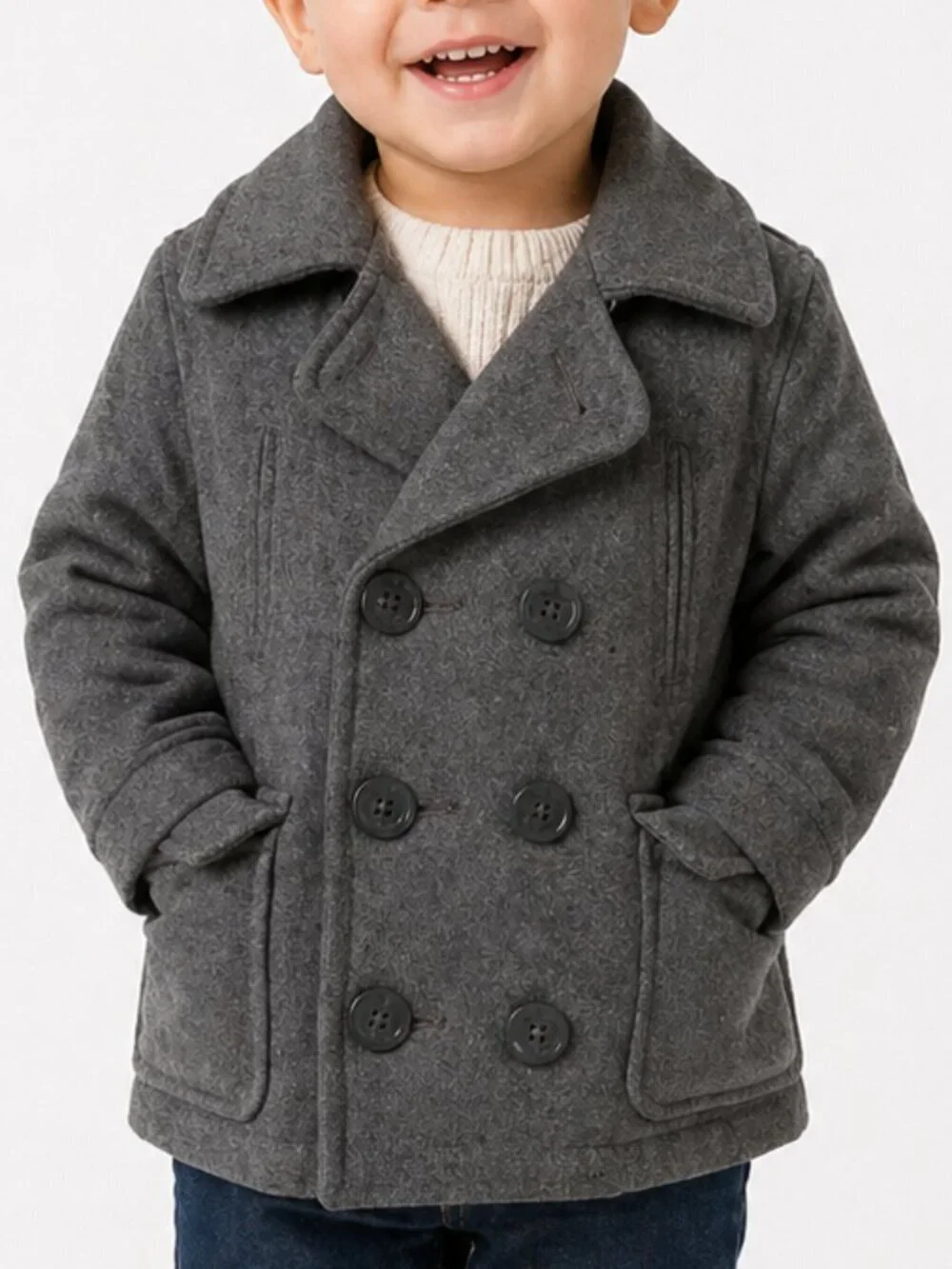 BABY GAP Gray Wool Double Breasted Pea Coat 18-24 Mos